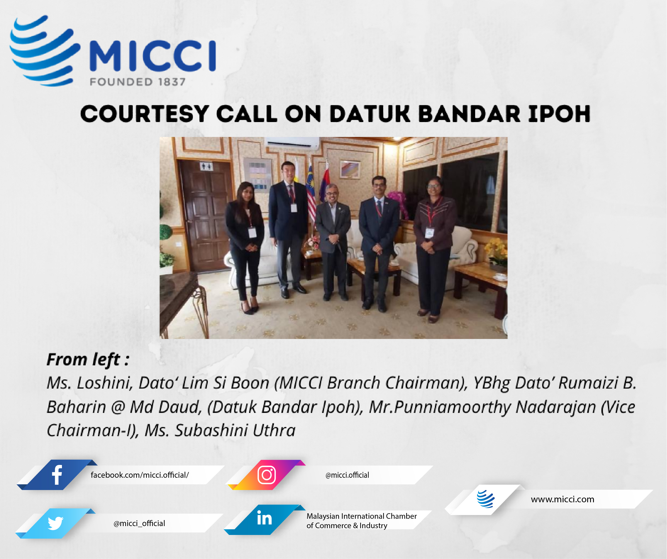 Datuk bandar Ipoh Courtesy Call - MICCI Perak Branch