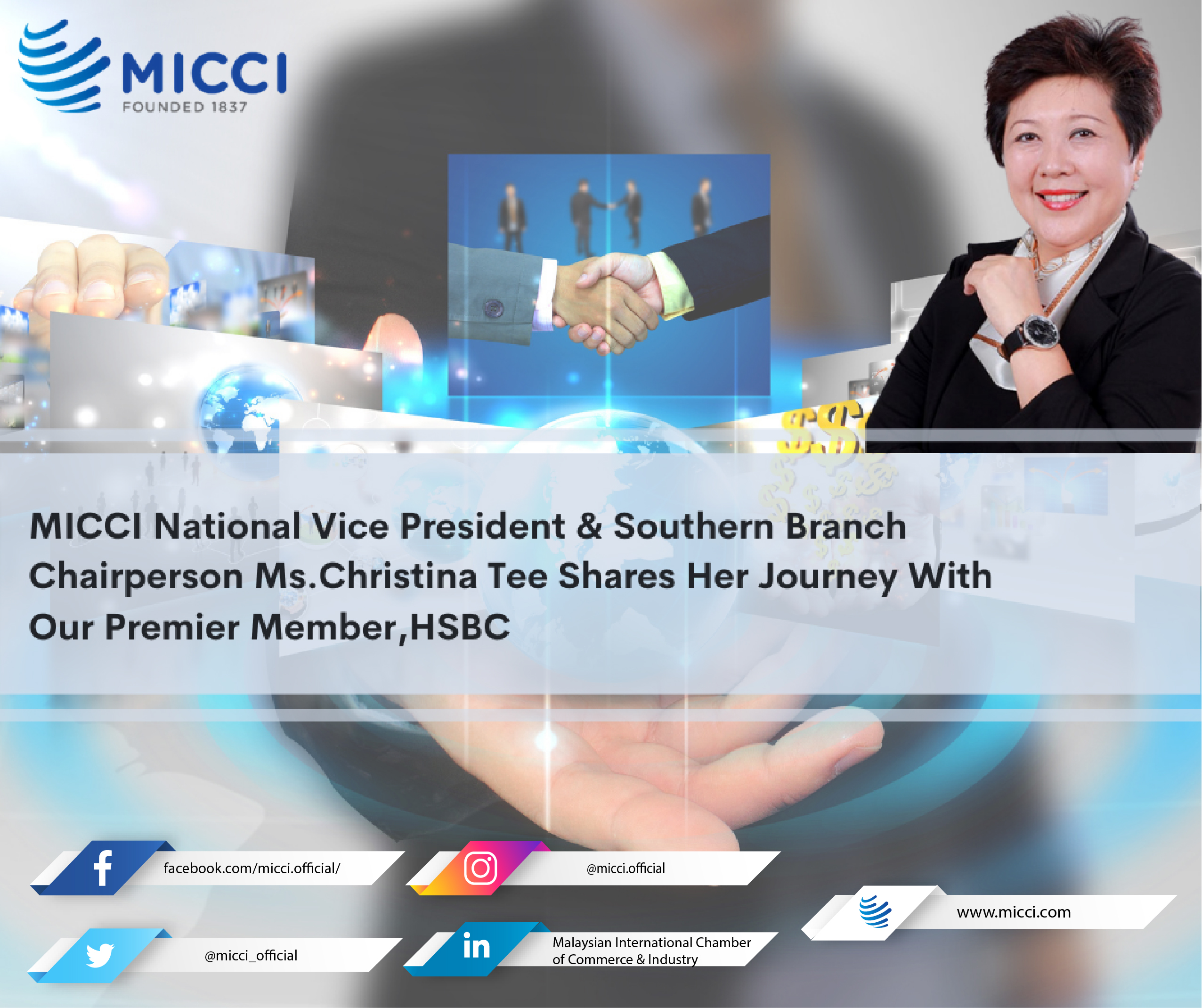 MICCI National Vice President & Southern Branch Chairperson Ms.Christina Tee Shares Her Journey With Our Premier Member,HSBC