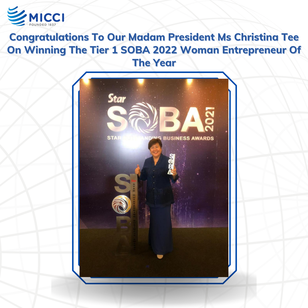 Congratulations To Our Madam President Ms Christina Tee On Winning The Tier 1 SOBA 2022 Woman Entrepreneur Of The Year