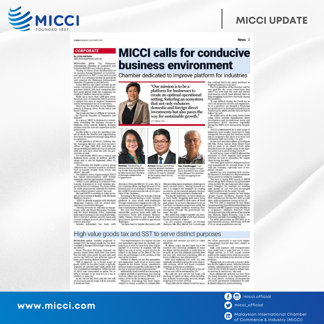 [NEWS] MICCI Calls For Conducive Business Environment